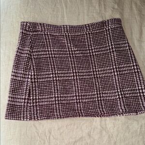 Plaid A-Line Skirt - maroon